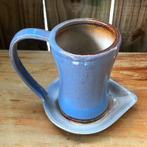 Blue Stoneware Microwave Oven Bacon Cooker